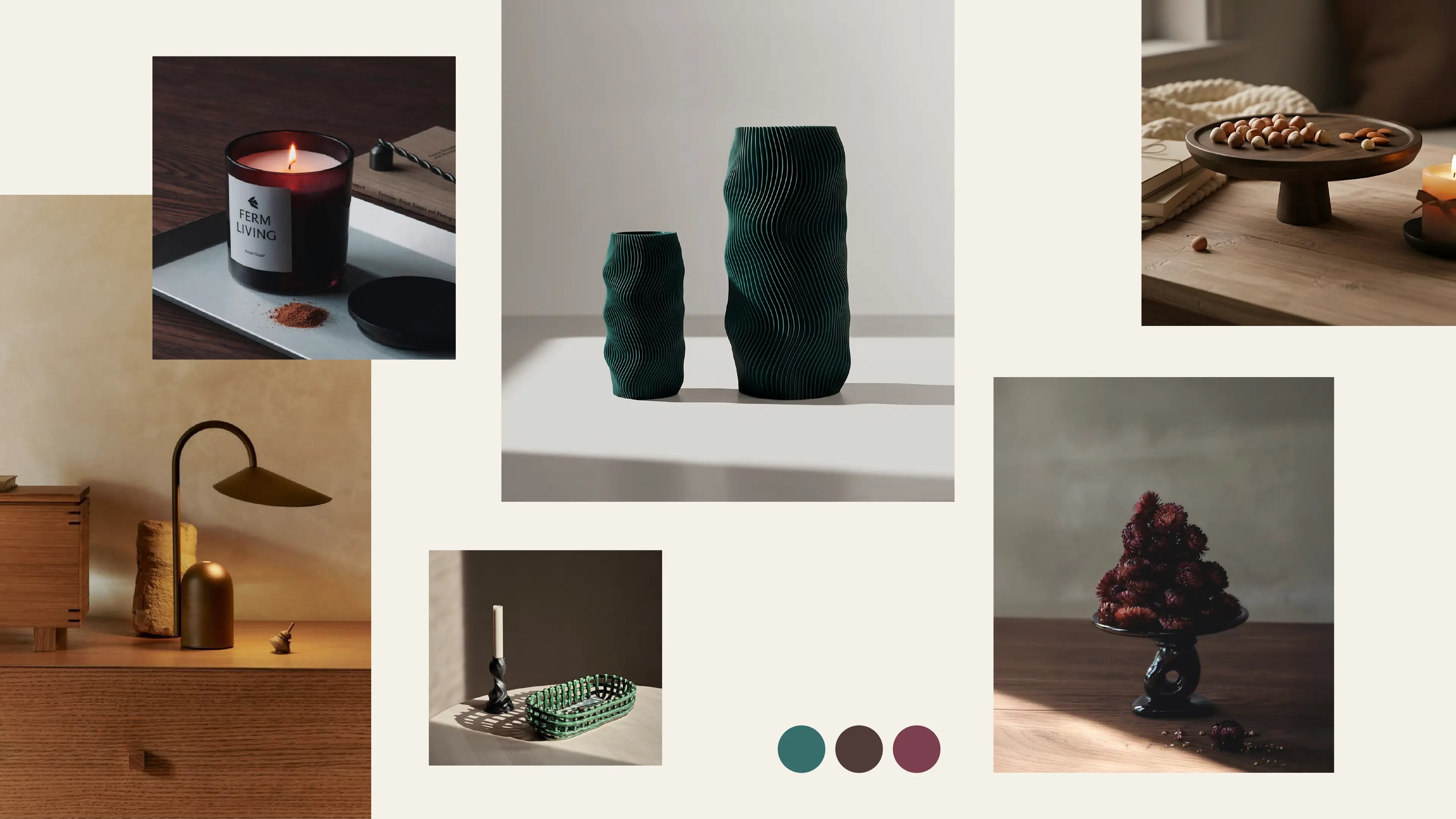 cale colorworlds - morandi green / mocha brown / dark grape red