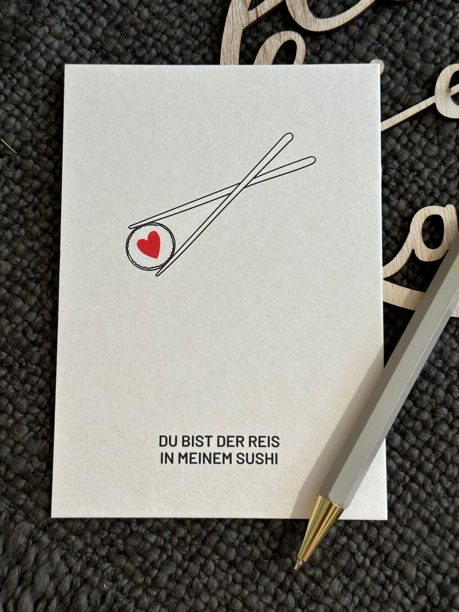 Postkarte Reis in meinem Sushi