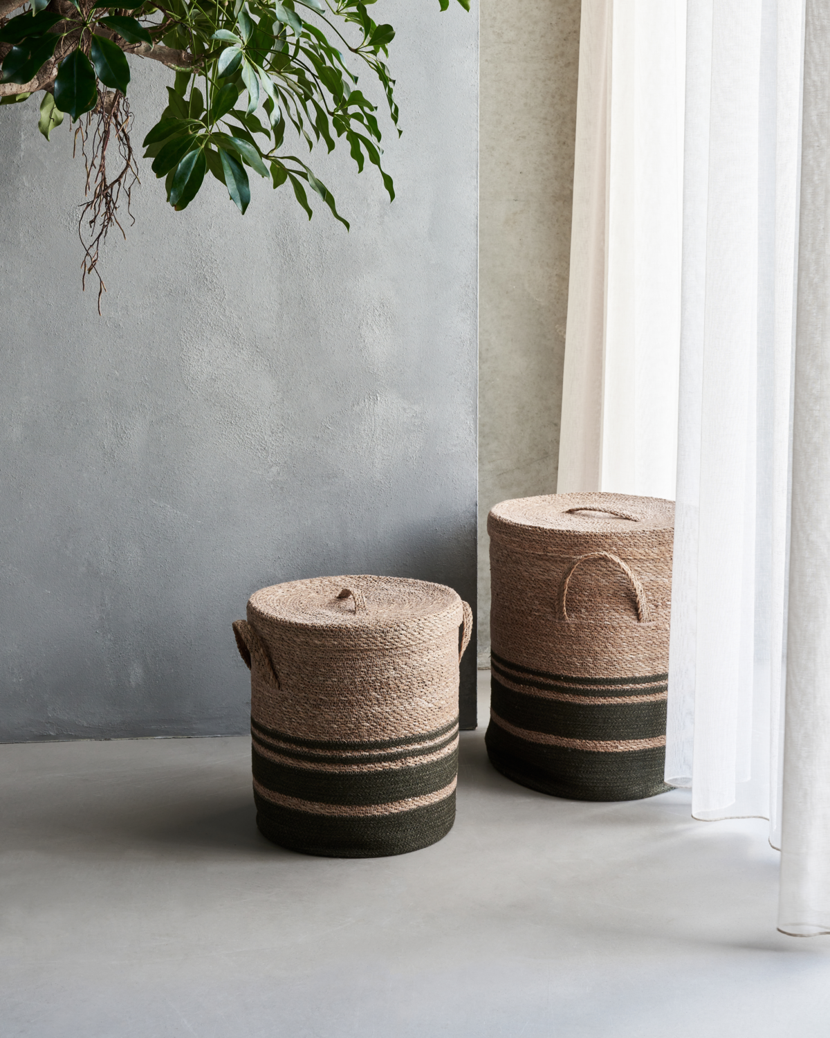 Korb mit Deckel Laundry 2er-Set, Army