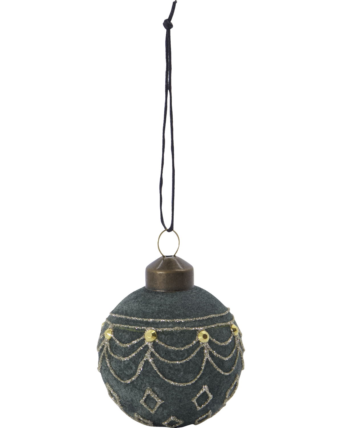 Weihnachtsbaumkugel VELOUR, Grün Gold