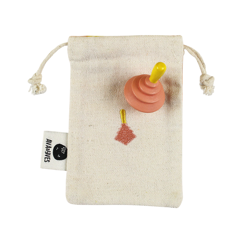 Holzkreisel gelb/rosa