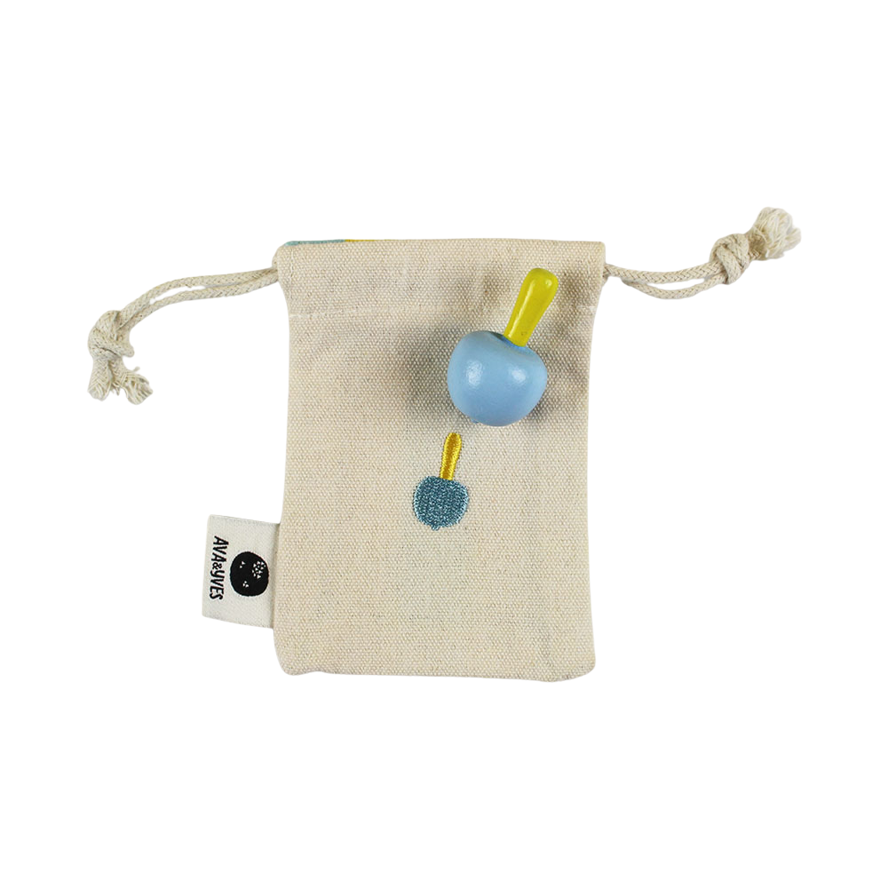 Holzkreisel gelb/blau