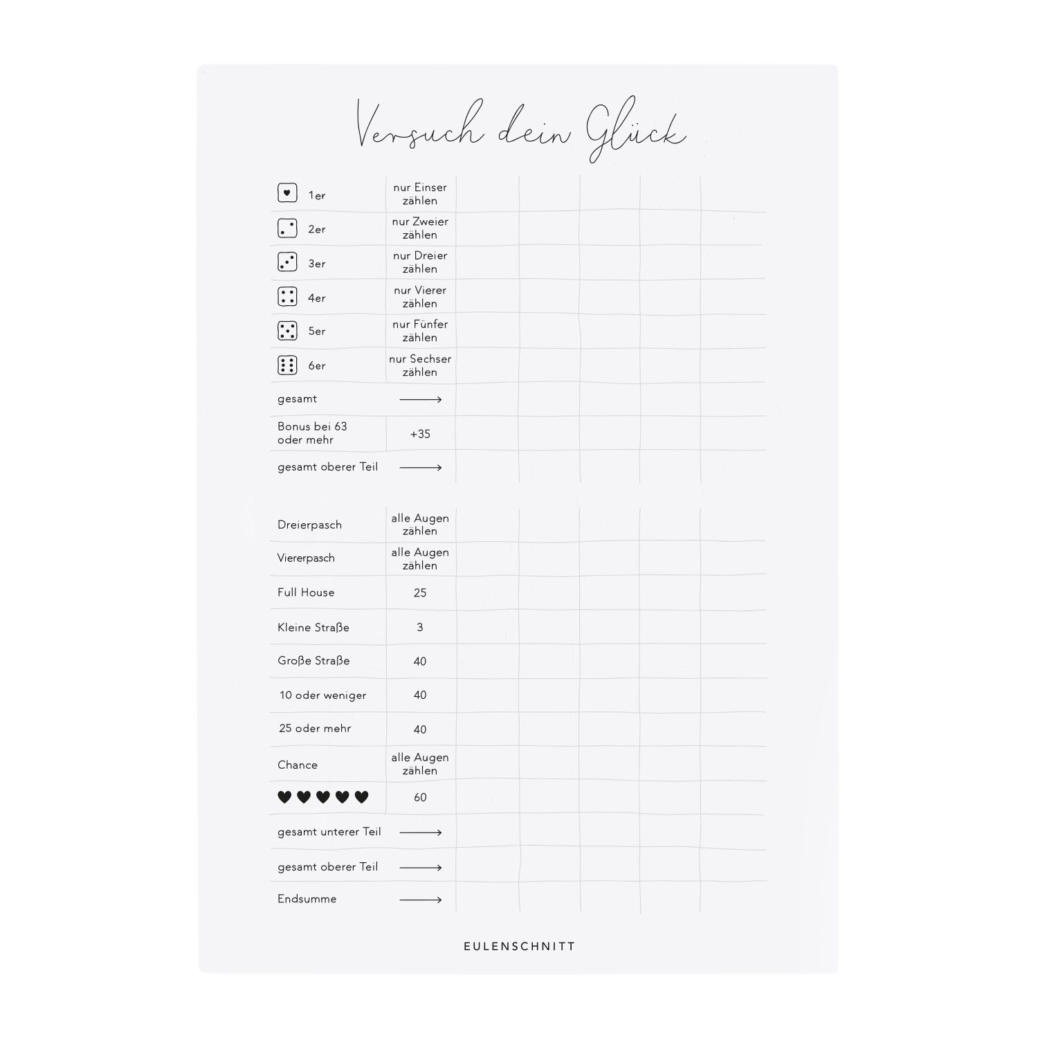 Spielblock VERSUCH DEIN GLÜCK