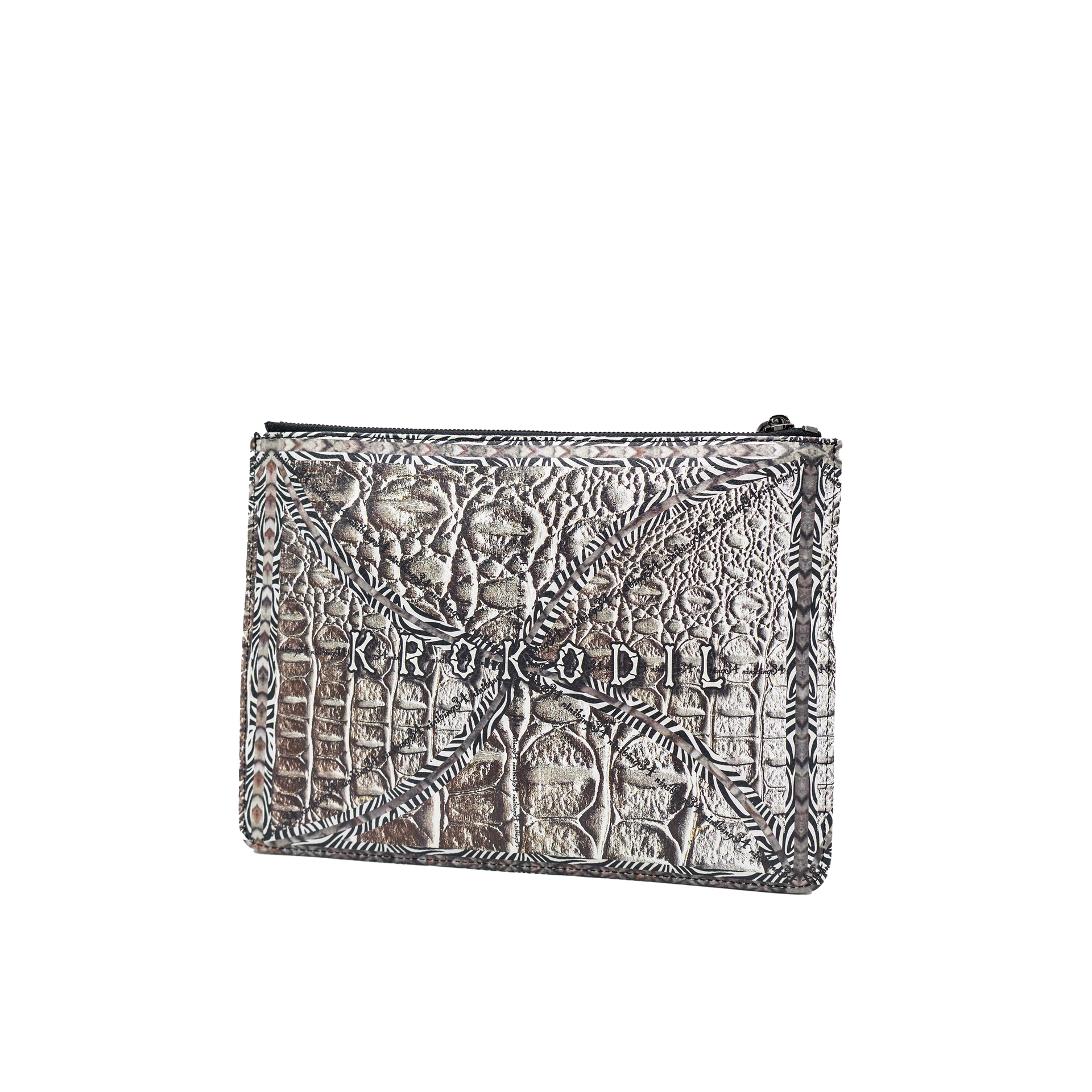 Kleine Nappaleder Clutch Krokodil Braun