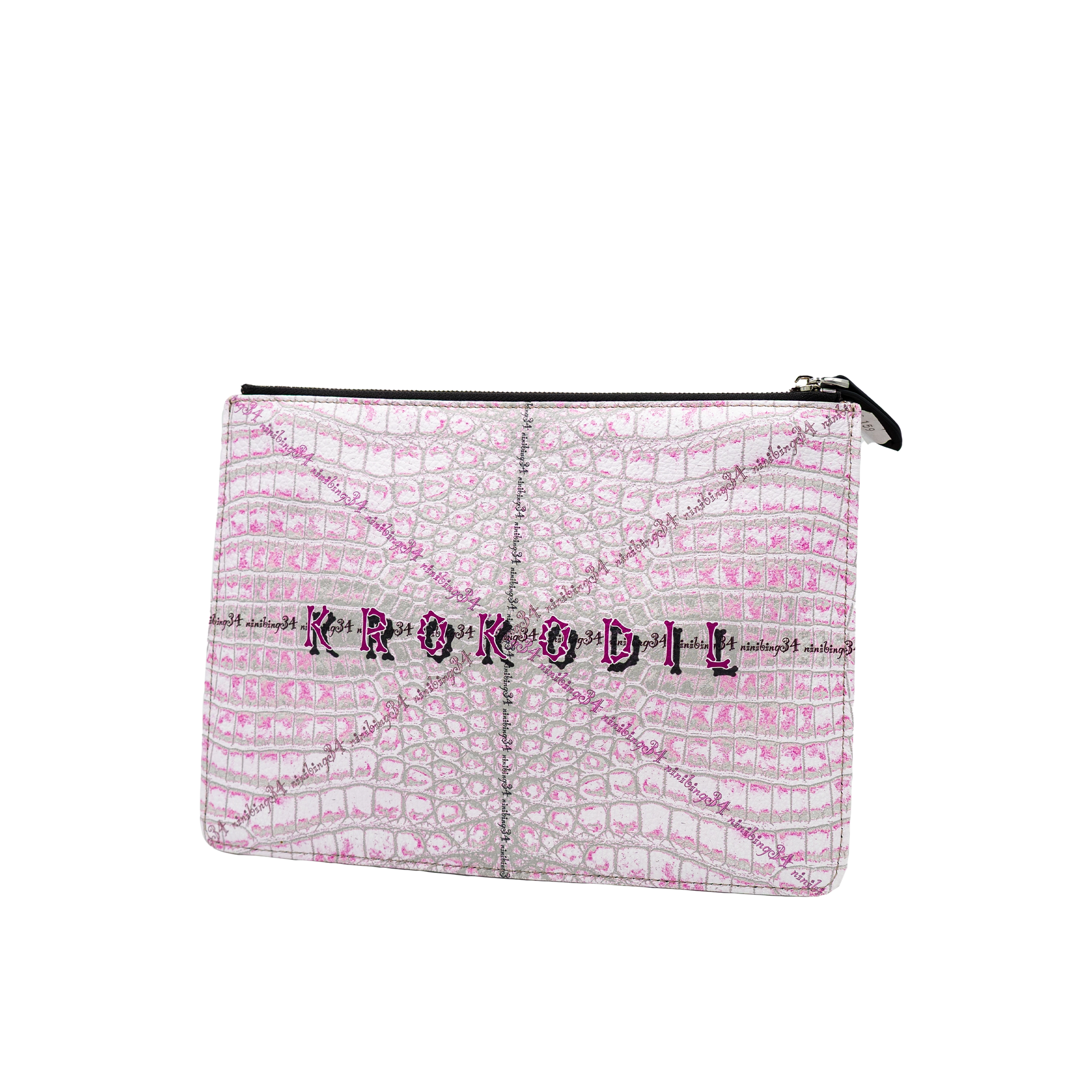 Kleine Nappaleder Clutch Krokodil