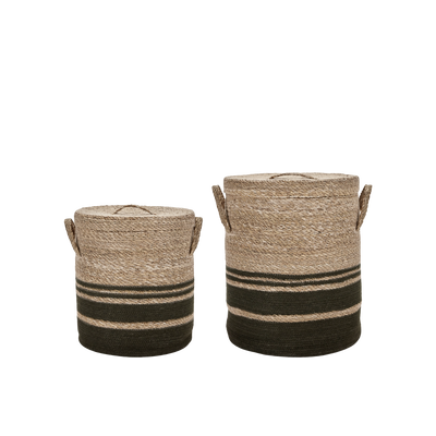 Korb mit Deckel Laundry 2er-Set, Army