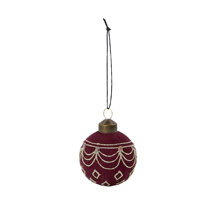 Weihnachtsbaumkugel VELOUR, Rotbraun Gold