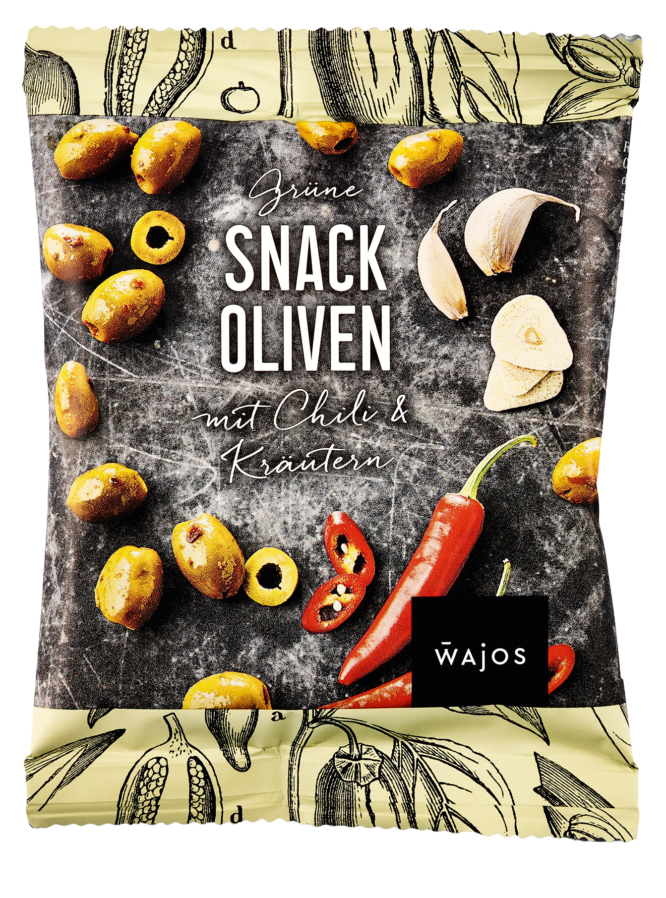 Snack Oliven mit Chili und Kräutern