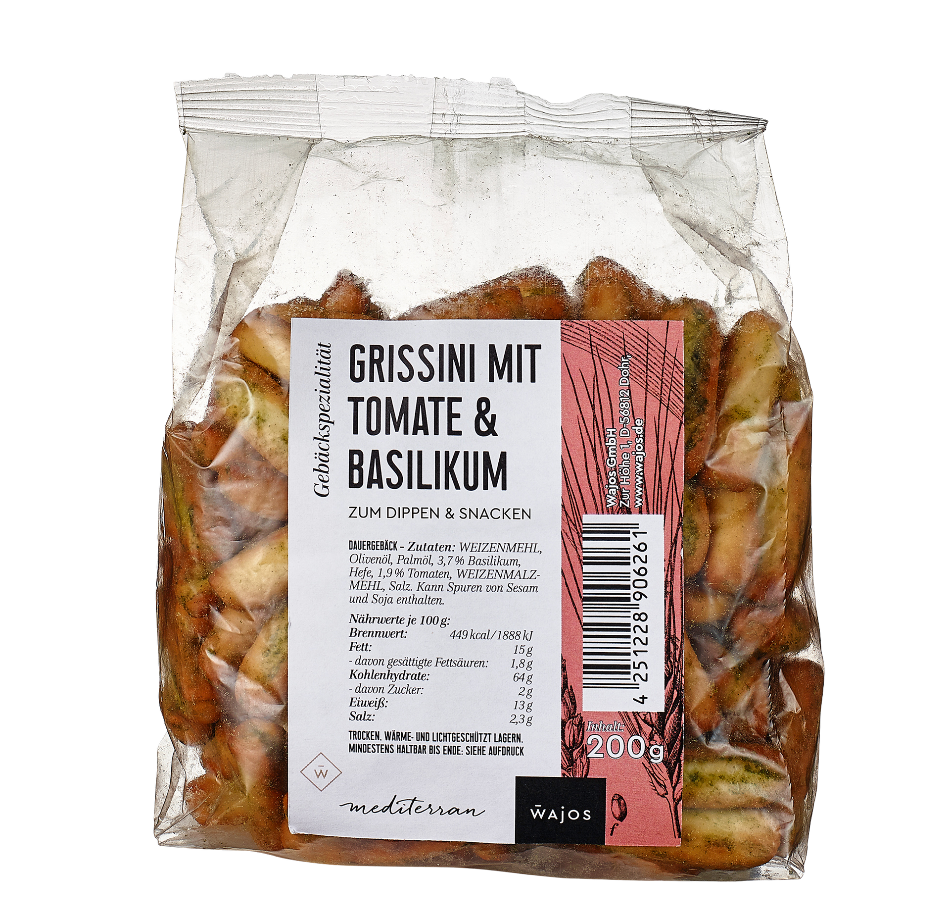 Grissini mit Tomate und Basilikum