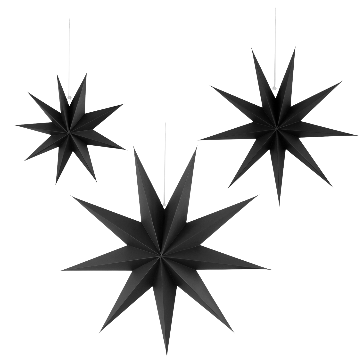 Papiersterne 3er-Set SCHWARZ