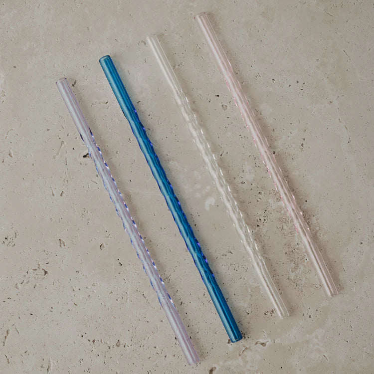Glass Straws TWISTED - Set of 4
