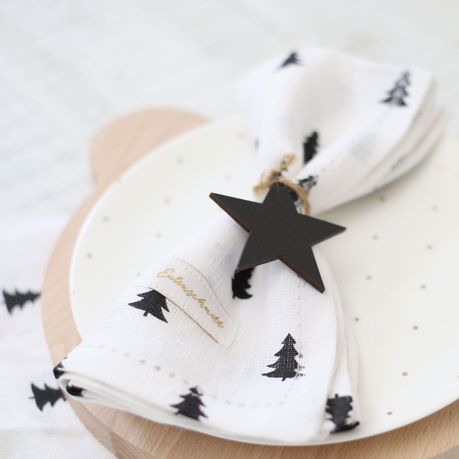 Leinen Servietten TANNEN im 4er Set