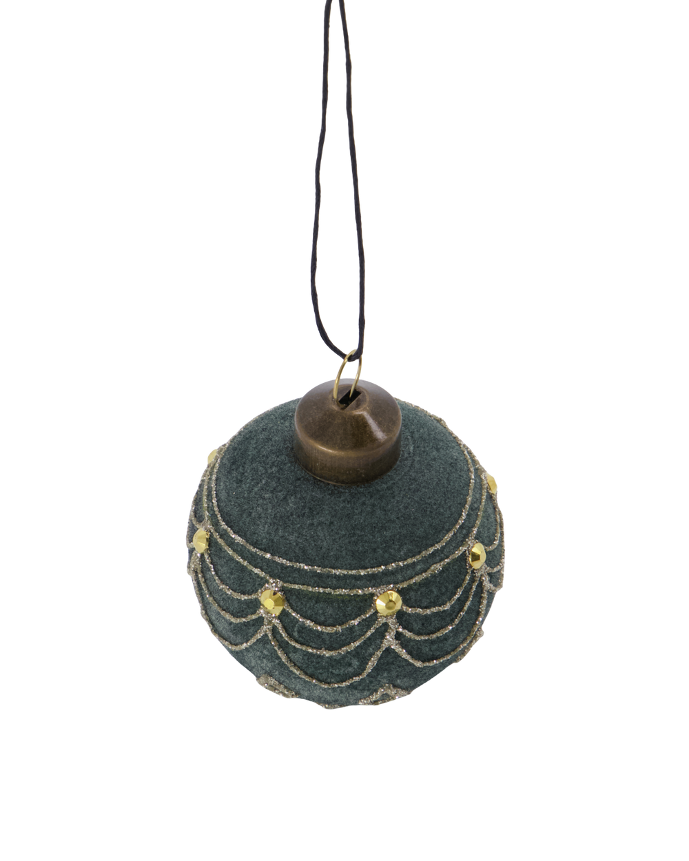 Weihnachtsbaumkugel VELOUR, Grün Gold