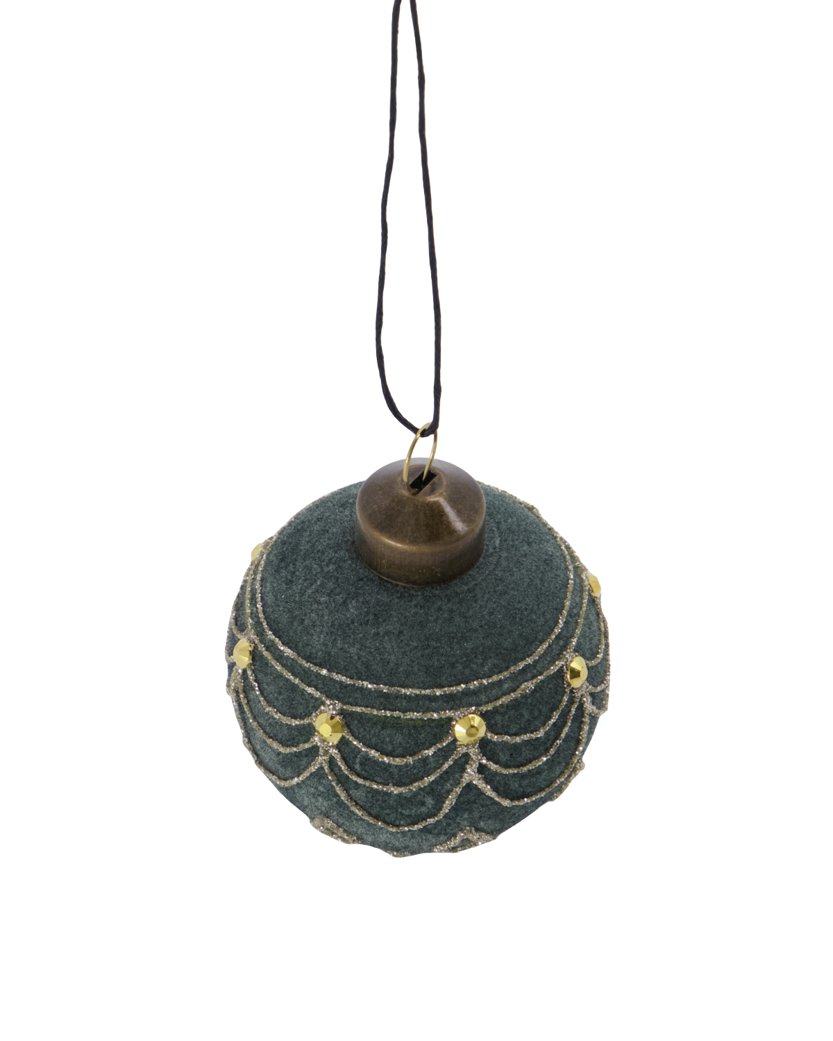 Weihnachtsbaumkugel VELOUR, Grün Gold