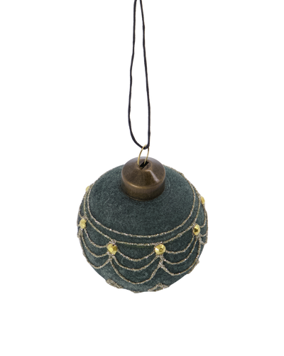 Weihnachtsbaumkugel VELOUR, Grün Gold