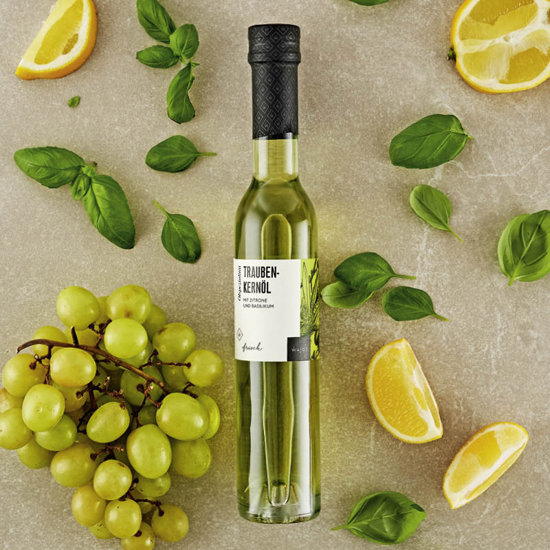 Traubenkernöl mit Zitrone und Basilikum 250 ml