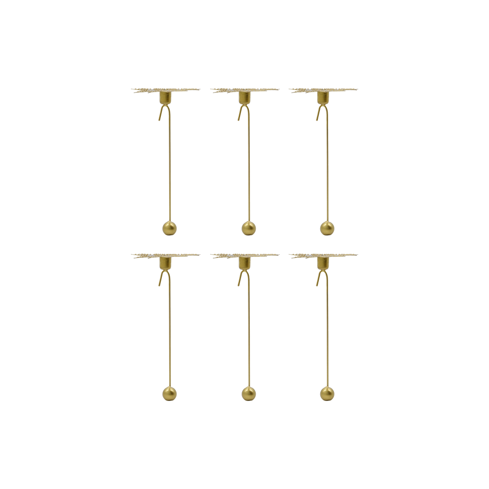 Kerzenständer für Christbaum LEAVES, Messing (6er Set)