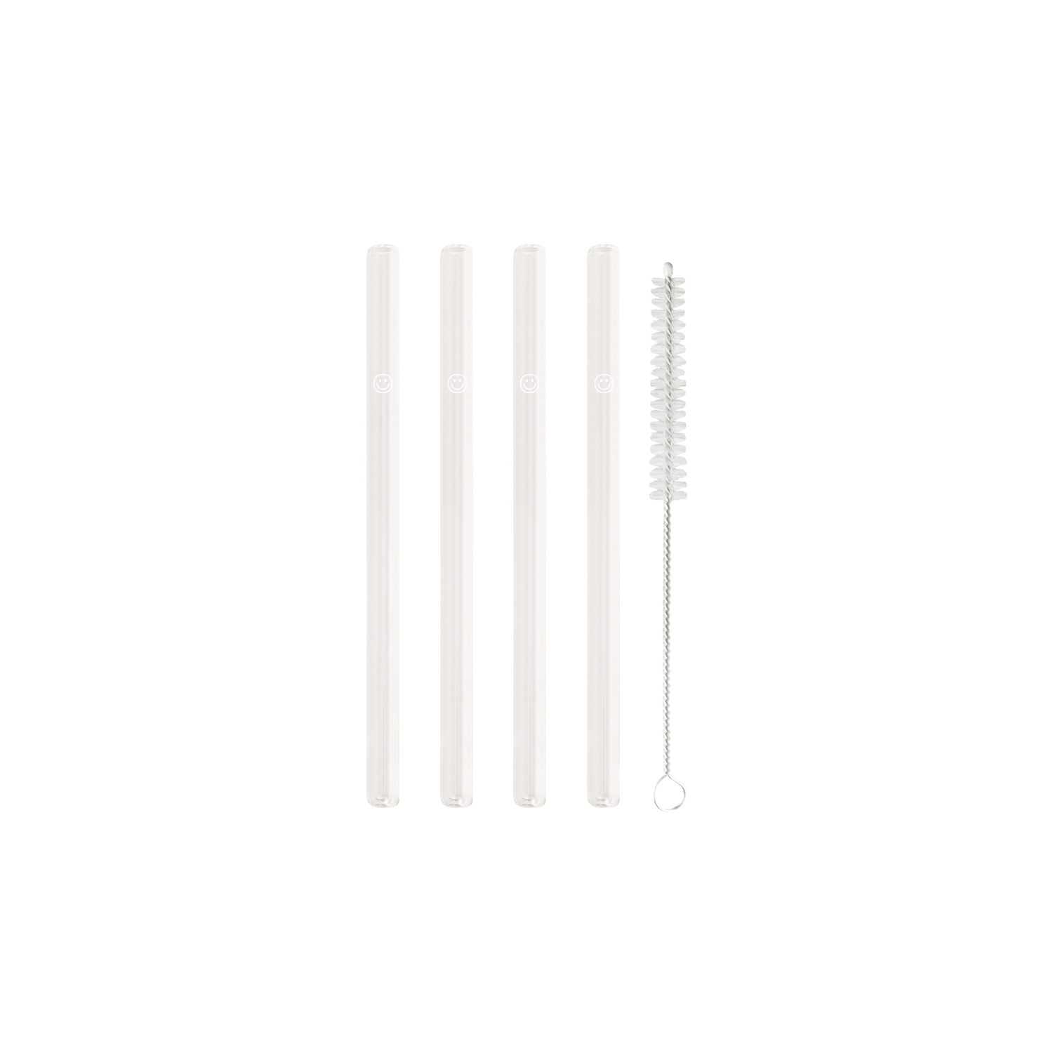 Glass straws SMILEY 20cm - set of 4